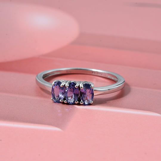 D'Joy AA Tansanit Ring 925 Silber rhodiniert (Größe 18.00) ca. 0,71 ct