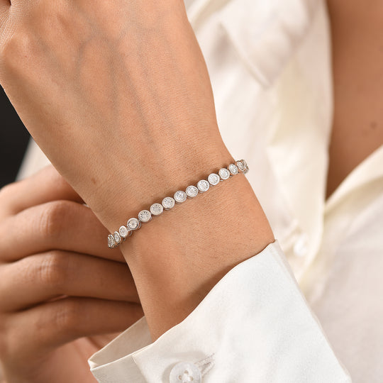 D'Joy Blauer Diamant Armband ca. 19 cm 925 Silber Rhodiniert ca. 0.25 ct