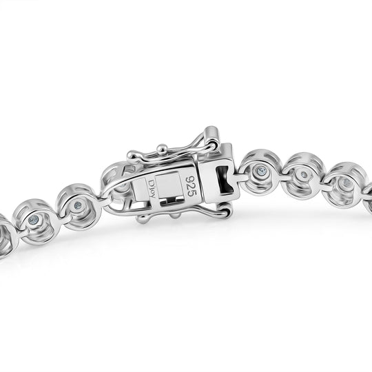 D'Joy Blauer Diamant Armband ca. 19 cm 925 Silber Rhodiniert ca. 0.25 ct