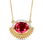 D'Joy Sunset Quarz Triplette, Weißer Zirkon Halskette ca. 50 cm 925 Silber 750 Gelbgold Vermeil ca. 4,11 ct.
