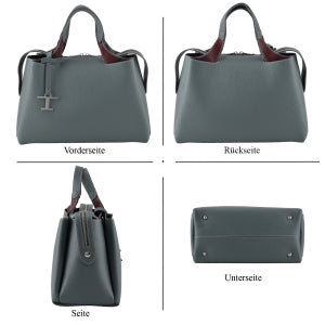 Henkeltasche aus Echtleder mit Schulterriemen, Reißverschlussfach und 4 Innenfächern, ca. 36 x 17 x 26 cm, Schwarz