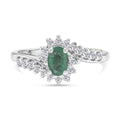 D'Joy Socoto Smaragd, Weißer Zirkon Ring 925 Silber rhodiniert (Größe 16.00) ca. 1,05 ct