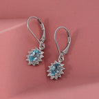 D'Joy Blauer Zirkon, Weißer Zirkon Ohrringe 925 Silber rhodiniert ca. 2.01 ct