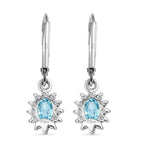 D'Joy Blauer Zirkon, Weißer Zirkon Ohrringe 925 Silber rhodiniert ca. 2.01 ct