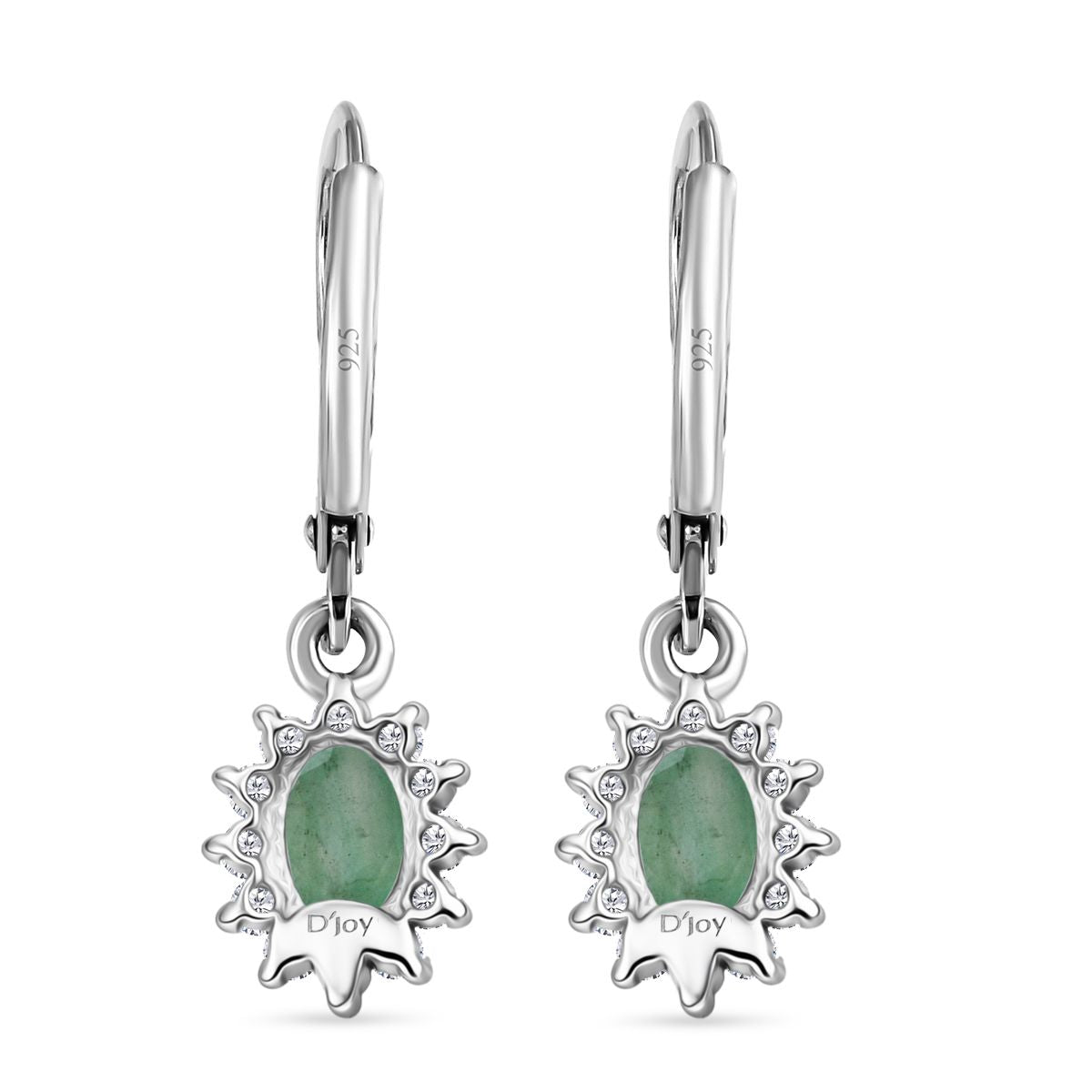 D'Joy Socoto Smaragd, Weißer Zirkon Ohrringe 925 Silber rhodiniert ca. 1.45 ct