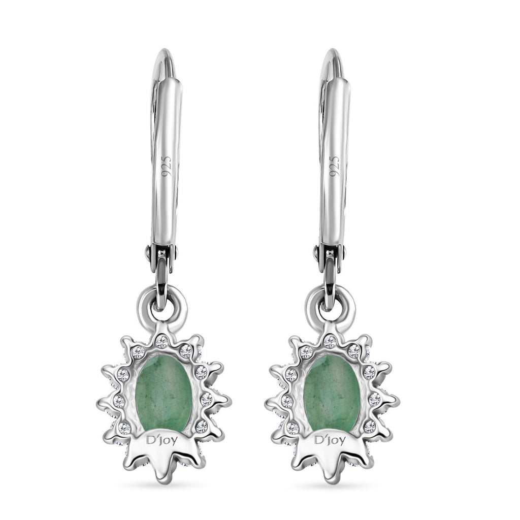 D'Joy Socoto Smaragd, Weißer Zirkon Ohrringe 925 Silber rhodiniert ca. 1.45 ct