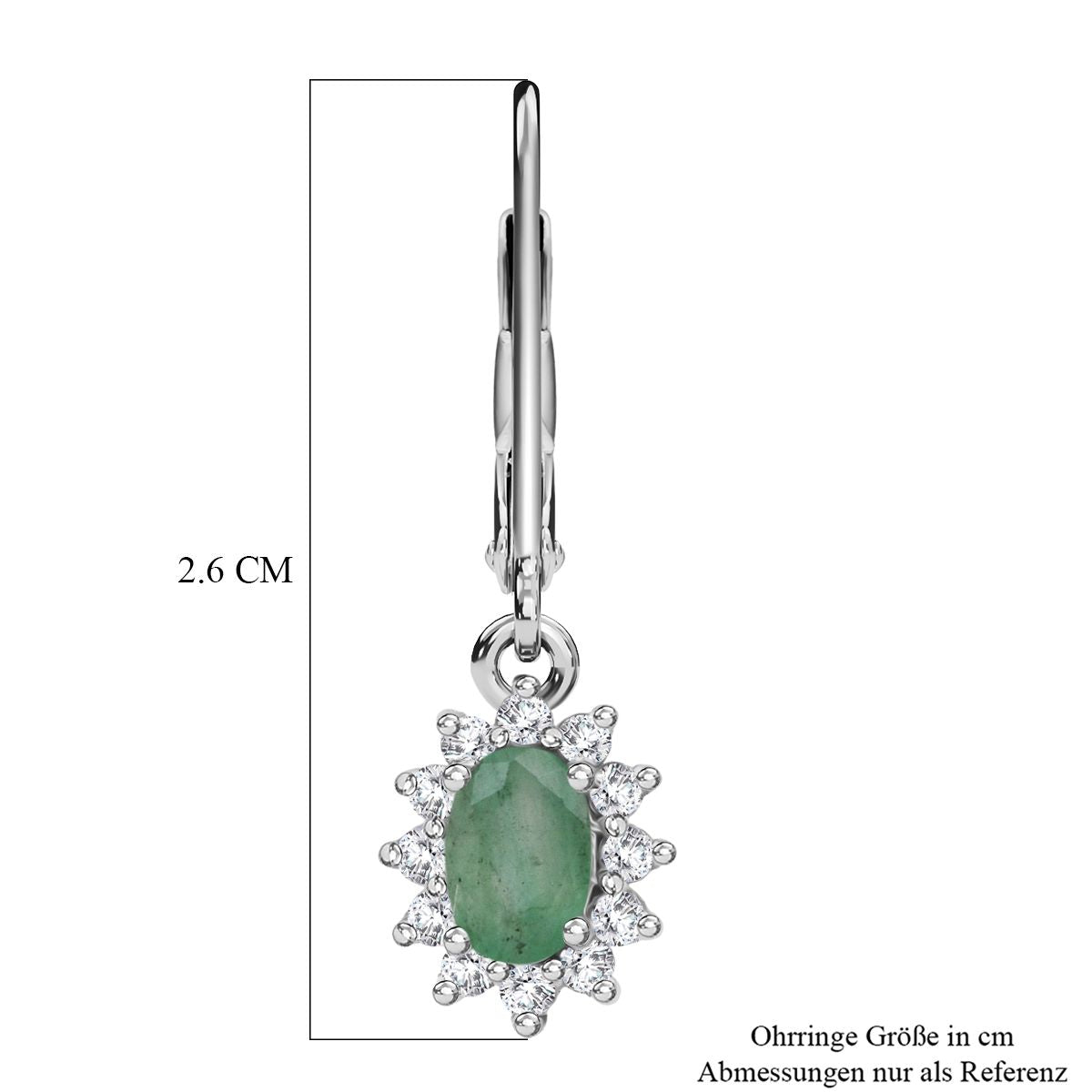 D'Joy Socoto Smaragd, Weißer Zirkon Ohrringe 925 Silber rhodiniert ca. 1.45 ct