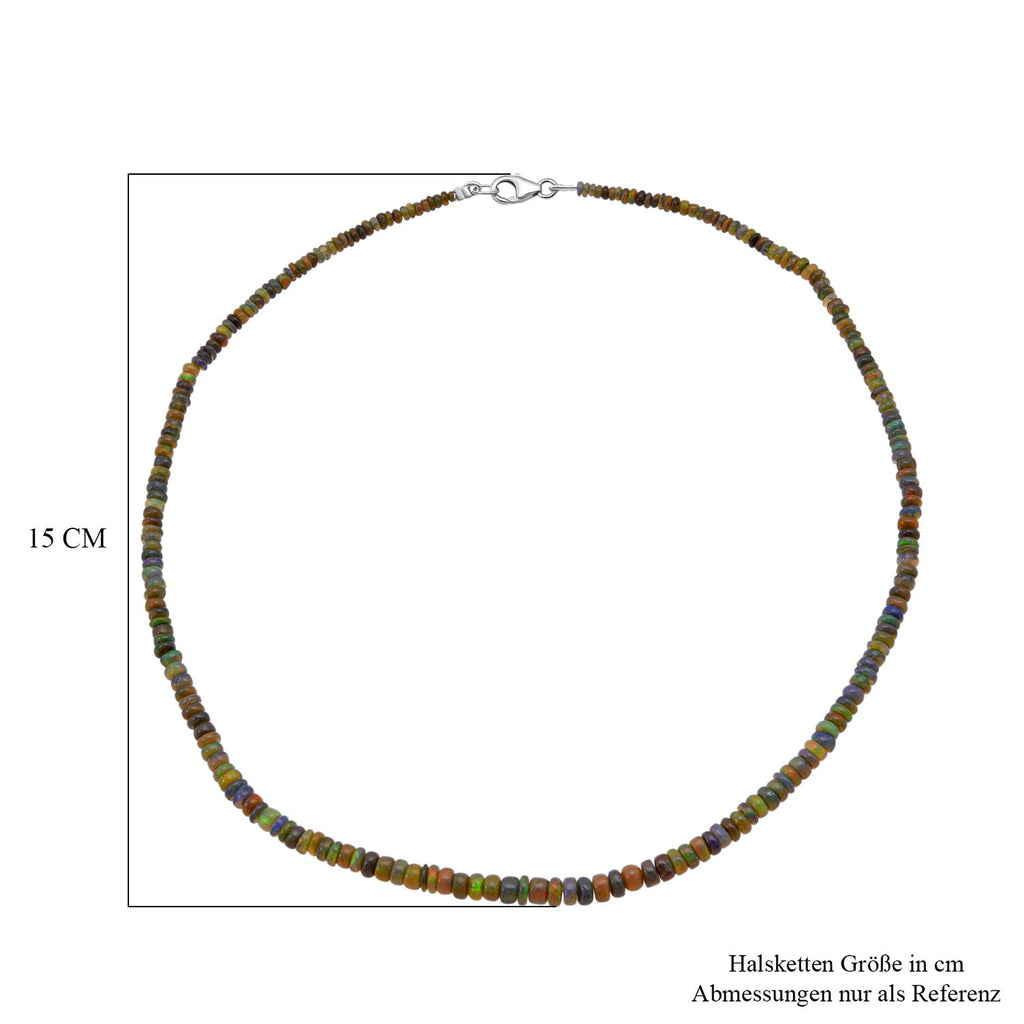 Schwarzer Opal Halskette ca. 45 cm 925 Silber rhodiniert ca. 45,00 ct.