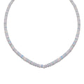 Natürlicher, äthiopischer Welo Opal Halskette ca. 45 cm 925 Silber rhodiniert ca. 50.00 ct