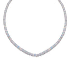 Natürlicher, äthiopischer Welo Opal Halskette ca. 45 cm 925 Silber rhodiniert ca. 50.00 ct