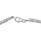 Natürlicher, äthiopischer Welo Opal Halskette ca. 45 cm 925 Silber rhodiniert ca. 50.00 ct