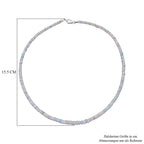 Natürlicher, äthiopischer Welo Opal Halskette ca. 45 cm 925 Silber rhodiniert ca. 50.00 ct