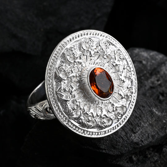 D'Joy Royal Bali Kechak-Tanz AA Hessonit Granat Ring 925 Silber (Größe 16.00) ca. 1.50 ct