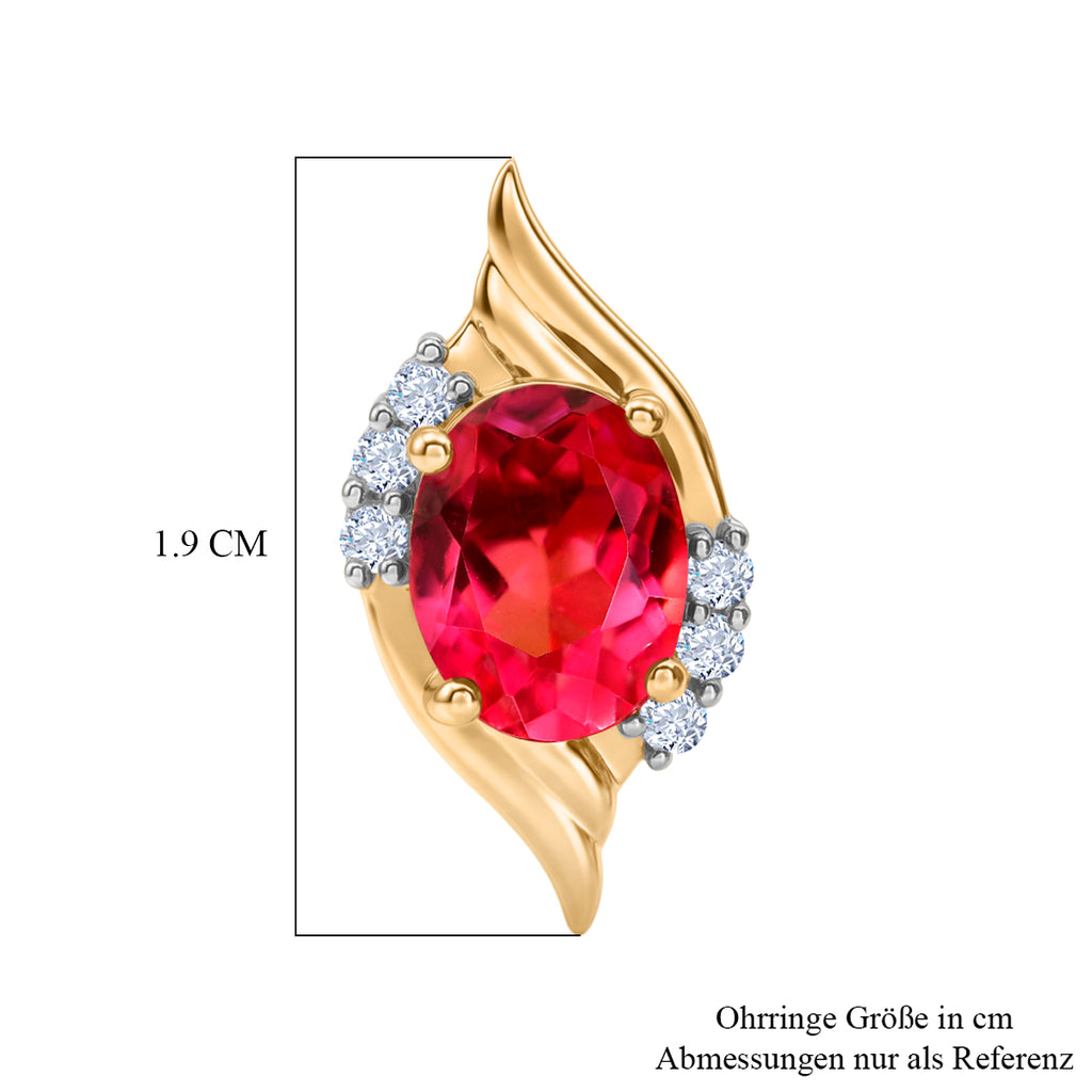 D'Joy Sunset Quarz Triplette, Weißer Zirkon Ohrringe 925 Silber 750 Gelb Vergoldet ca. 3.29 ct