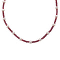 Afrikanischer Rubin (Fissure gefüllt), Süßwasser Perle (2-3 mm) Halskette ca. 45 cm 925 Silber rhodiniert