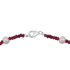 Afrikanischer Rubin (Fissure gefüllt), Süßwasser Perle (2-3 mm) Halskette ca. 45 cm 925 Silber rhodiniert