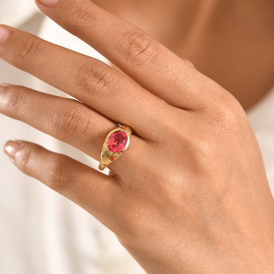 EVER TRUE Sunset Quarz Triplette, Salamanca Feueropal Ring Nickelfreies Messing (Größe 17.00) ca. 2,95 ct