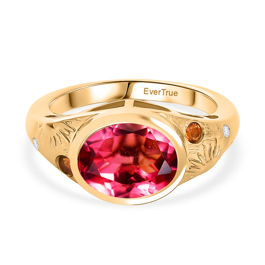 EVER TRUE Sunset Quarz Triplette, Salamanca Feueropal Ring Nickelfreies Messing (Größe 17.00) ca. 2,95 ct