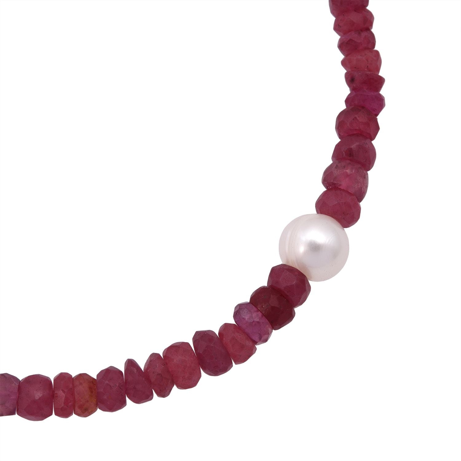 Afrikanischer Rubin (Fissure gefüllt), Süßwasser Perle (2-3 mm) Armband ca. 20 cm 925 Silber rhodiniert