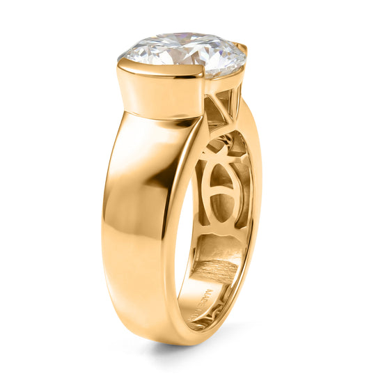 D'Joy Moissanit Ring 925 Silber 750 Gelbgold vermeil (Größe 19.00) ca. 4,50 ct