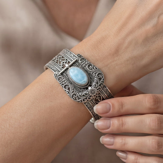 D'Joy AA Larimar Armreif ca. 19 cm 925 Silber ca. 3,75 ct.