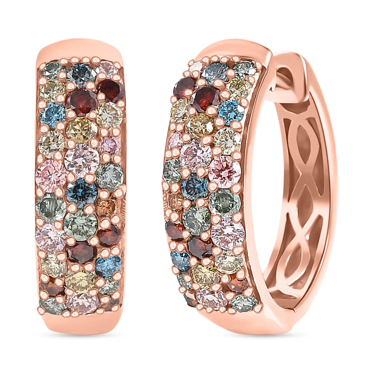 LUXURIANT DIAMOND - Lab Grown Mehrfarbig Diamant SI, Lab Grown Gelb Diamant Ohrringe, SGL zertifiziert, 925 Silber 750 Roségold Vermeil ca. 1.50 ct