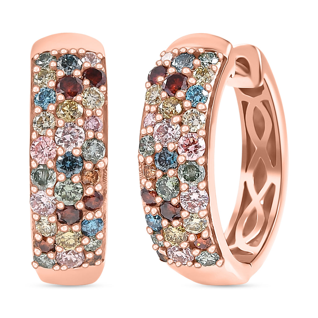 LUXURIANT DIAMOND - Lab Grown Mehrfarbig Diamant SI, Lab Grown Gelb Diamant Ohrringe, SGL zertifiziert, 925 Silber 750 Roségold Vermeil ca. 1.50 ct