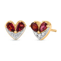 GP Amore Kollektion - Natürlicher Rhodolith Granat, Weißer Zirkon Ohrringe 925 Silber 750 Gelb Vergoldet ca. 1.39 ct