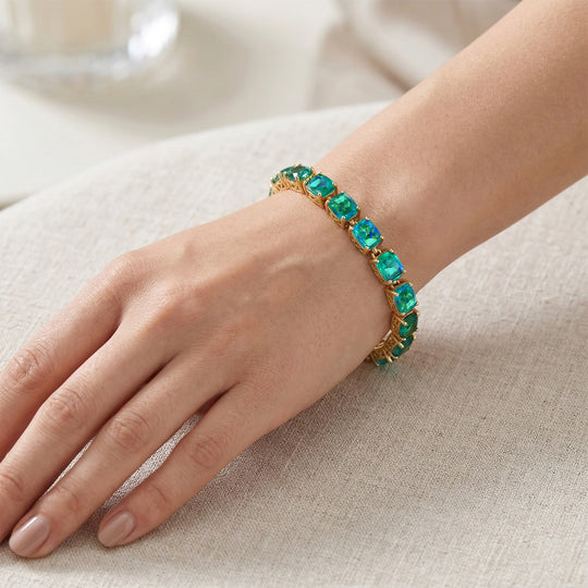 D'Joy Pfau Quarz Triplette Armband ca. 20 cm 925 Silber 750 Gelbgold Vermeil ca. 28,44 ct.