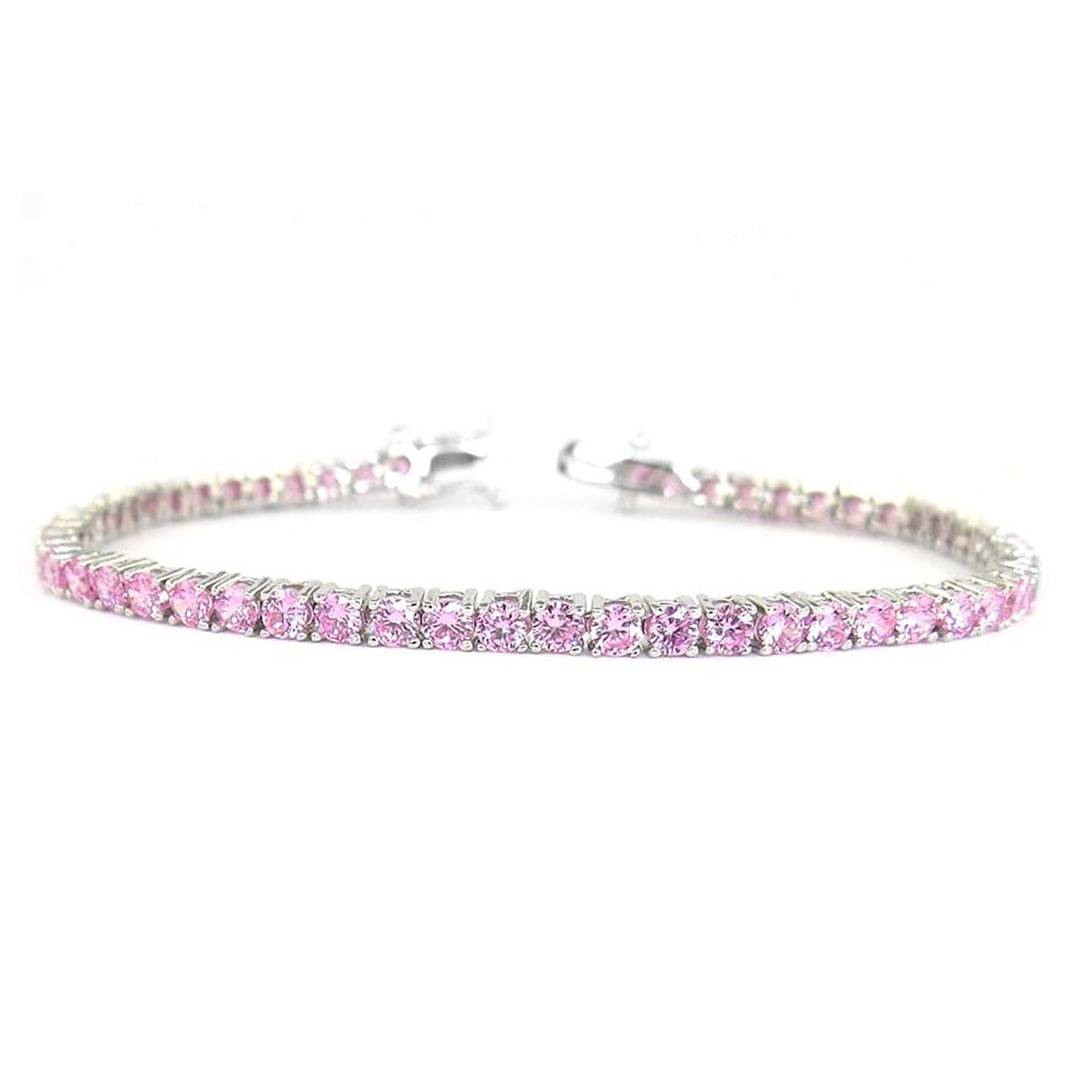 Rosa Zirkonia Armband ca. 19 cm Nickelfreies Messing