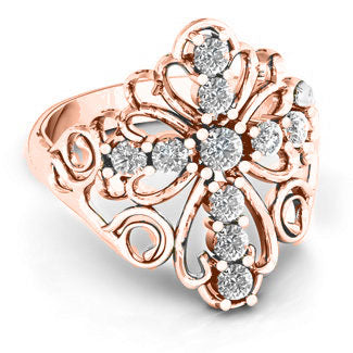 Zirkonia Ring Nickelfreies Messing, Roséfarben, (Größe 18.00)