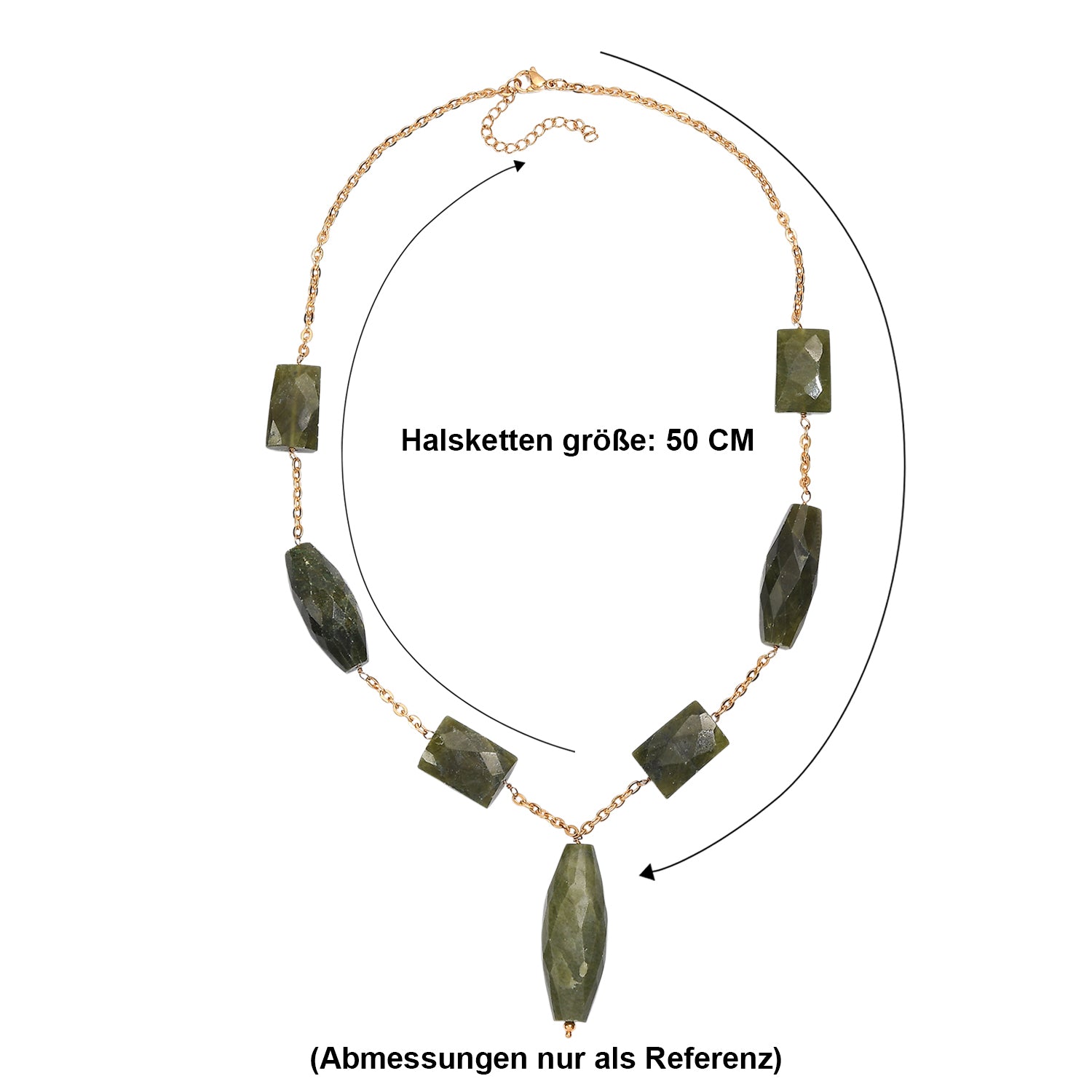EVER TRUE Vesuvianit Halskette ca. 50 cm + 5 cm Extender, 316L Edelstahl 750 Vergoldet ca. 270.00 ct