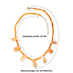 EVER TRUE Citrin, Bernstein Halskette ca. 45 cm + 5 cm Extender, 316L Edelstahl 750 Vergoldet