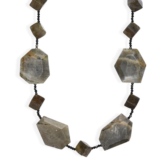 EVER TRUE Labradorit, Schwarzer Spinell Halskette ca. 45 cm Nickelfreies Messing ca. 360.00 ct