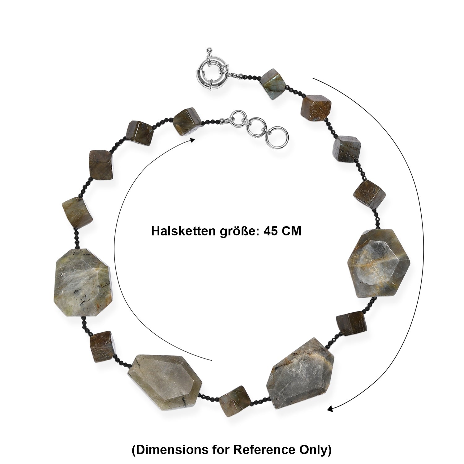 EVER TRUE Labradorit, Schwarzer Spinell Halskette ca. 45 cm Nickelfreies Messing ca. 360.00 ct