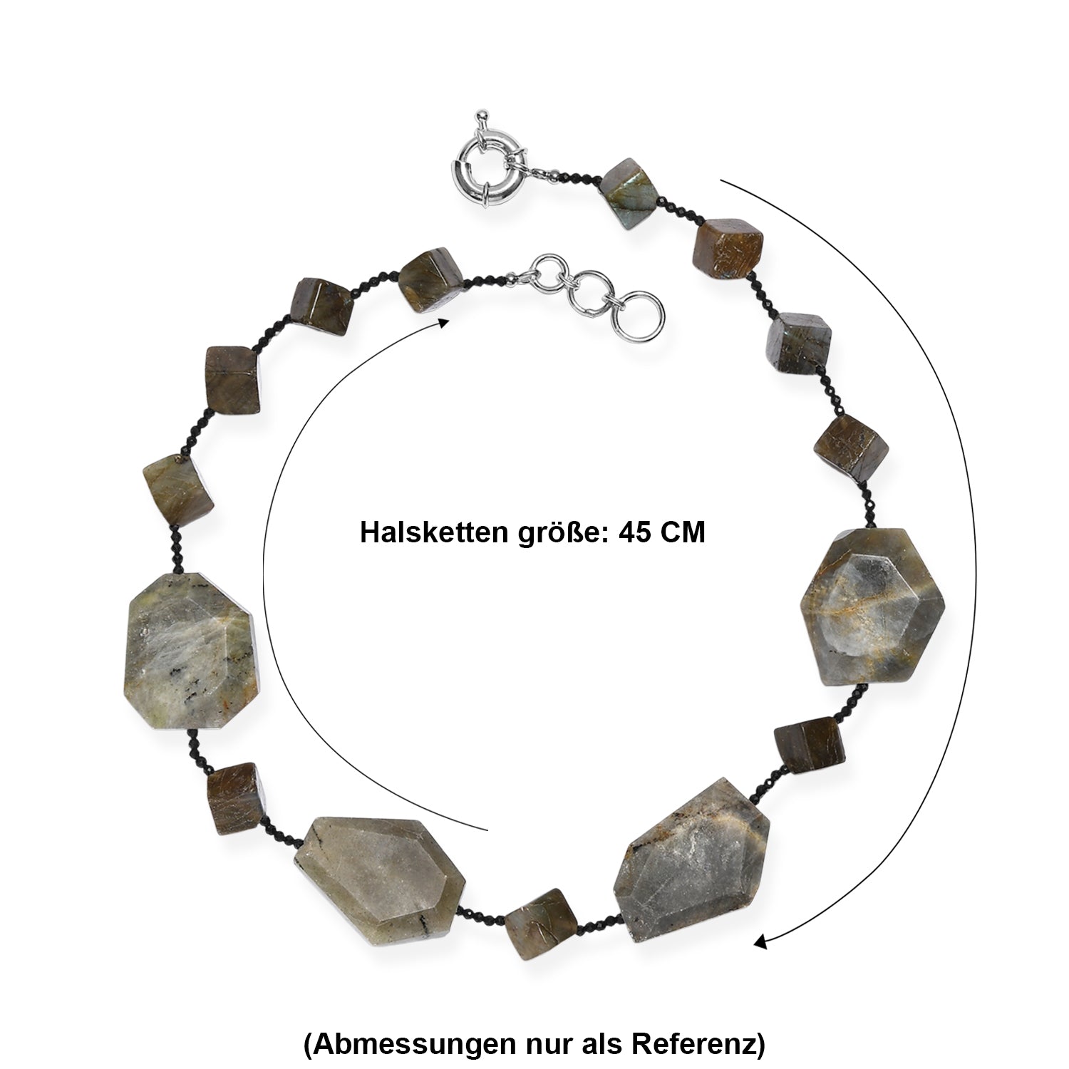 EVER TRUE Labradorit, Schwarzer Spinell Halskette ca. 45 cm Nickelfreies Messing ca. 360.00 ct