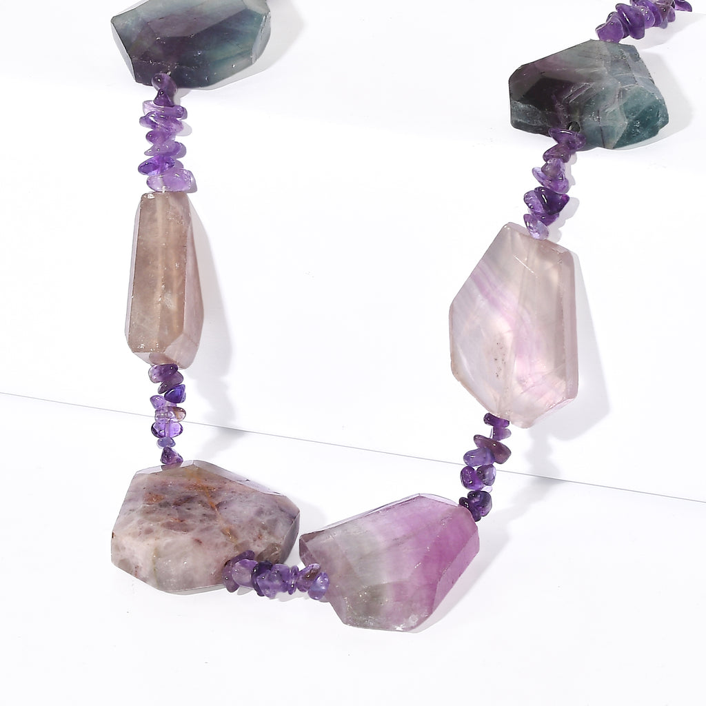 EVER TRUE Mehrfarbiger Fluorit Halskette ca. 45 cm Nickelfreies Messing ca. 275.00 ct