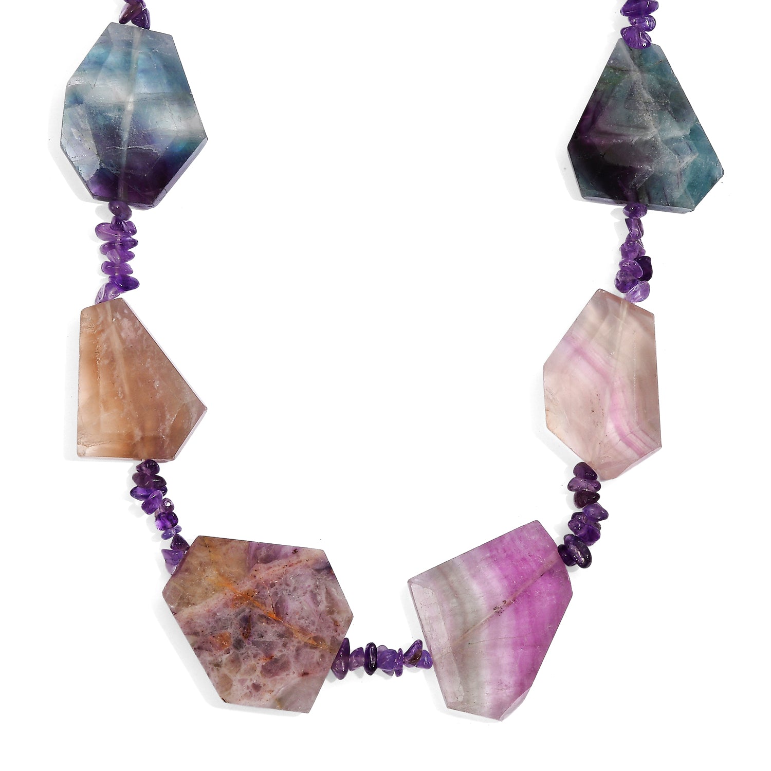 EVER TRUE Mehrfarbiger Fluorit Halskette ca. 45 cm Nickelfreies Messing ca. 275.00 ct