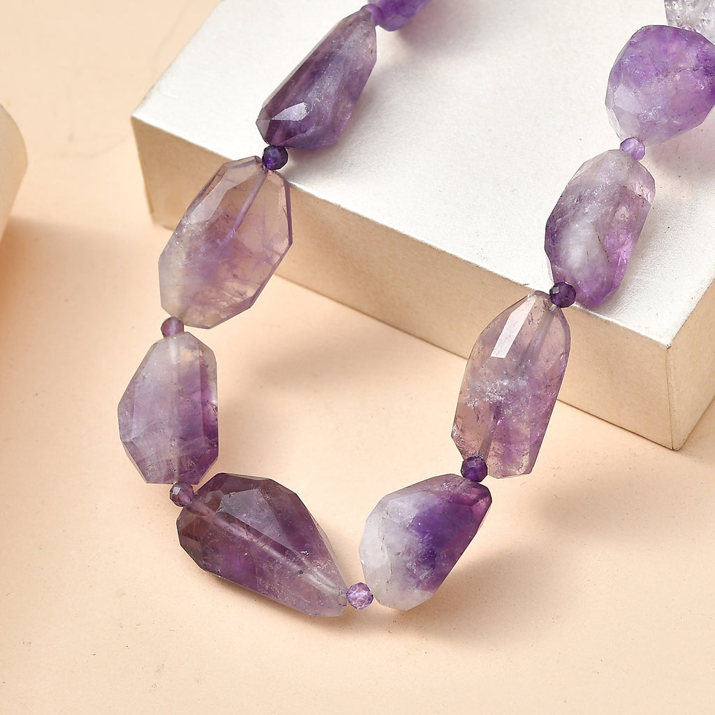 EVER TRUE Amethyst Halskette ca. 45 cm Nickelfreies Messing ca. 320,00 ct.