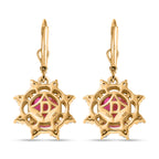 D'Joy Sunset Quarz Triplette, Weißer Zirkon Ohrringe 925 Silber 750 Gelb Vergoldet ca. 5.28 ct