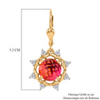D'Joy Sunset Quarz Triplette, Weißer Zirkon Ohrringe 925 Silber 750 Gelb Vergoldet ca. 5.28 ct