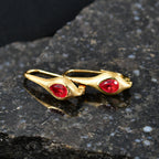 D'Joy Sunset Quarz Triplette Ohrringe 925 Silber 750 Gelb Vergoldet ca. 1,85 ct.
