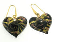 IL MURANO DI FRANCESCA- schwarze und gold Muranoglas aus Italien Herz Ohrringe