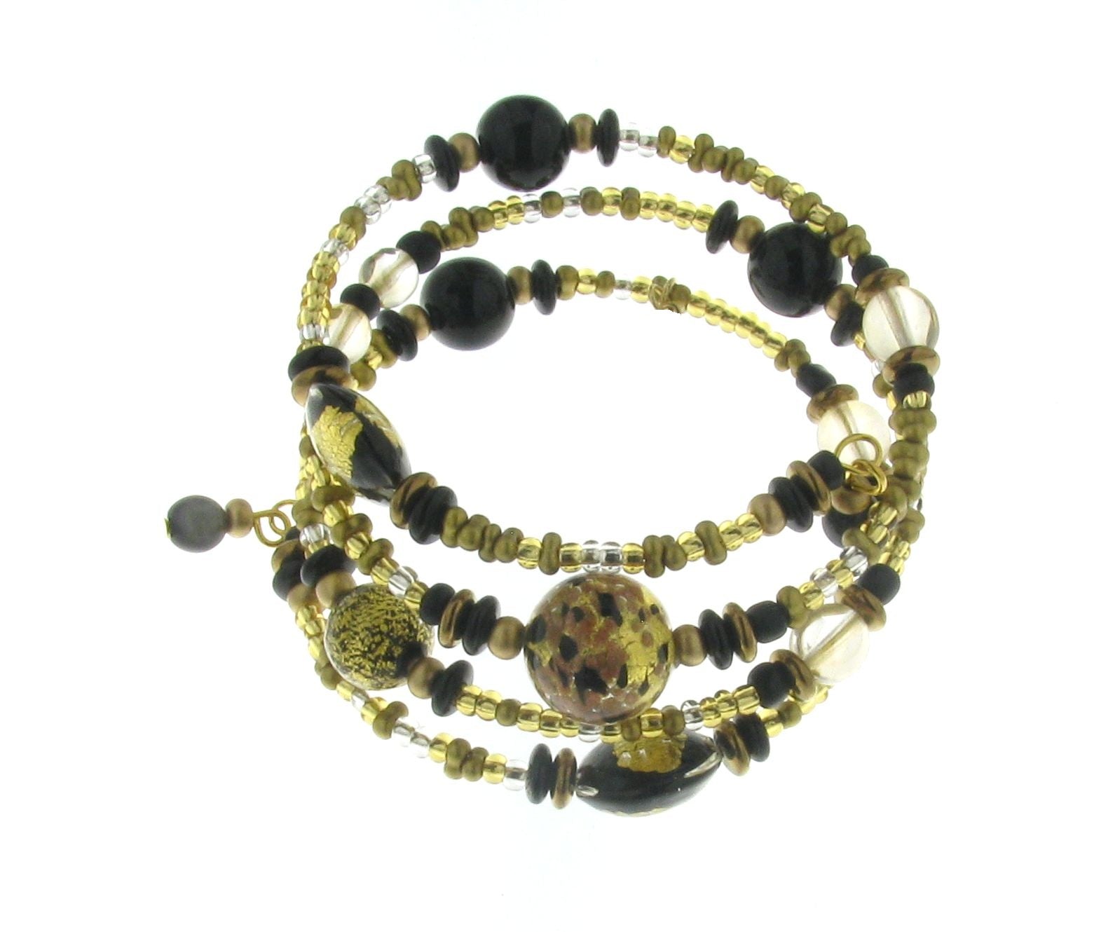 IL MURANO DI FRANCESCA - Mehrfarbiges Murano aus Italien Armband, flexibles, Nickelfreies Messing vergoldet