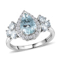 D'Joy AA Aquamarin, Moissanit Ring 925 Silber Rhodiniert (Größe 17.00) ca. 3,24 ct