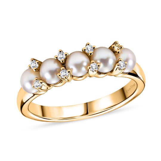 EVER TRUE Süßwasser Perle (4 mm), Weißer Zirkon Ring Nickelfreies Messing (Größe 18.00)
