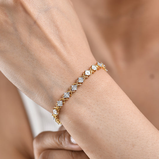 D'Joy Weißer Diamant Armband ca. 20 cm 925 Silber rhodiniert ca. 0,25 ct.
