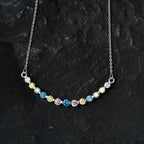 LUXURIANT DIAMOND - Lab Grown Blauer Diamant SI, Lab Grown Rosa Diamant Halskette ca. 50 cm 925 Silber Rhodiniert (10-15 Werktage Lieferzeit) ca. 1.00 ct