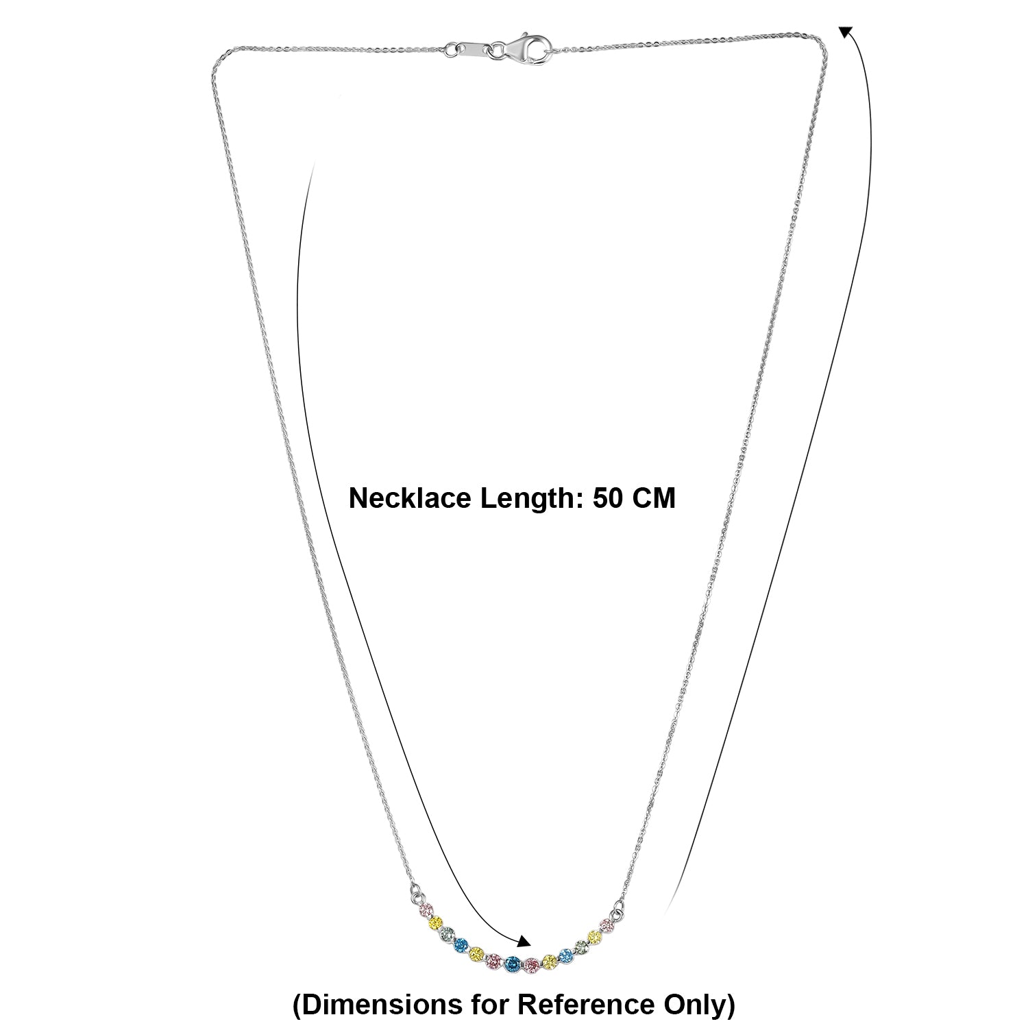 LUXURIANT DIAMOND - Lab Grown Blauer Diamant SI, Lab Grown Rosa Diamant Halskette ca. 50 cm 925 Silber Rhodiniert (10-15 Werktage Lieferzeit) ca. 1.00 ct
