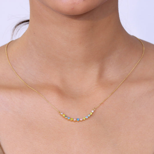LUXURIANT DIAMOND - Lab Grown Blauer Diamant SI, Lab Grown Rosa Diamant Halskette ca. 50 cm 925 Silber 750 Gelbgold vermeil (10-15 Werktage Lieferzeit) ca. 1.00 ct